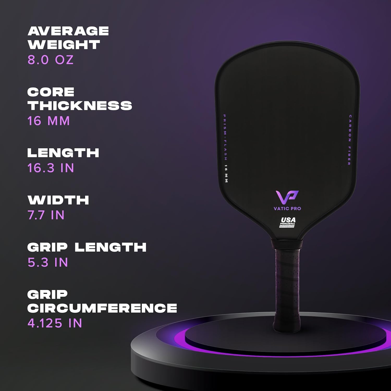 Prism Carbon Fiber 16mm - Foam Injected Walls - Includes Paddle Cover