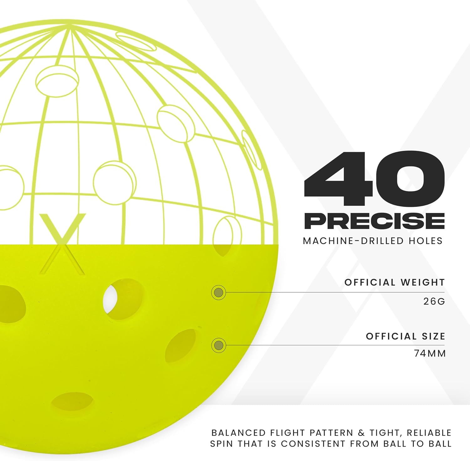 Franklin Sports X-40 Outdoor Pickleballs - Official Ball of USA Pickleball, APP Tour + Pickleball US Open - 3 Packs, 12 Packs, 36 Pickleball Buckets, 50, 100 + 400 Bulk Packs of Regulation Pickleballs