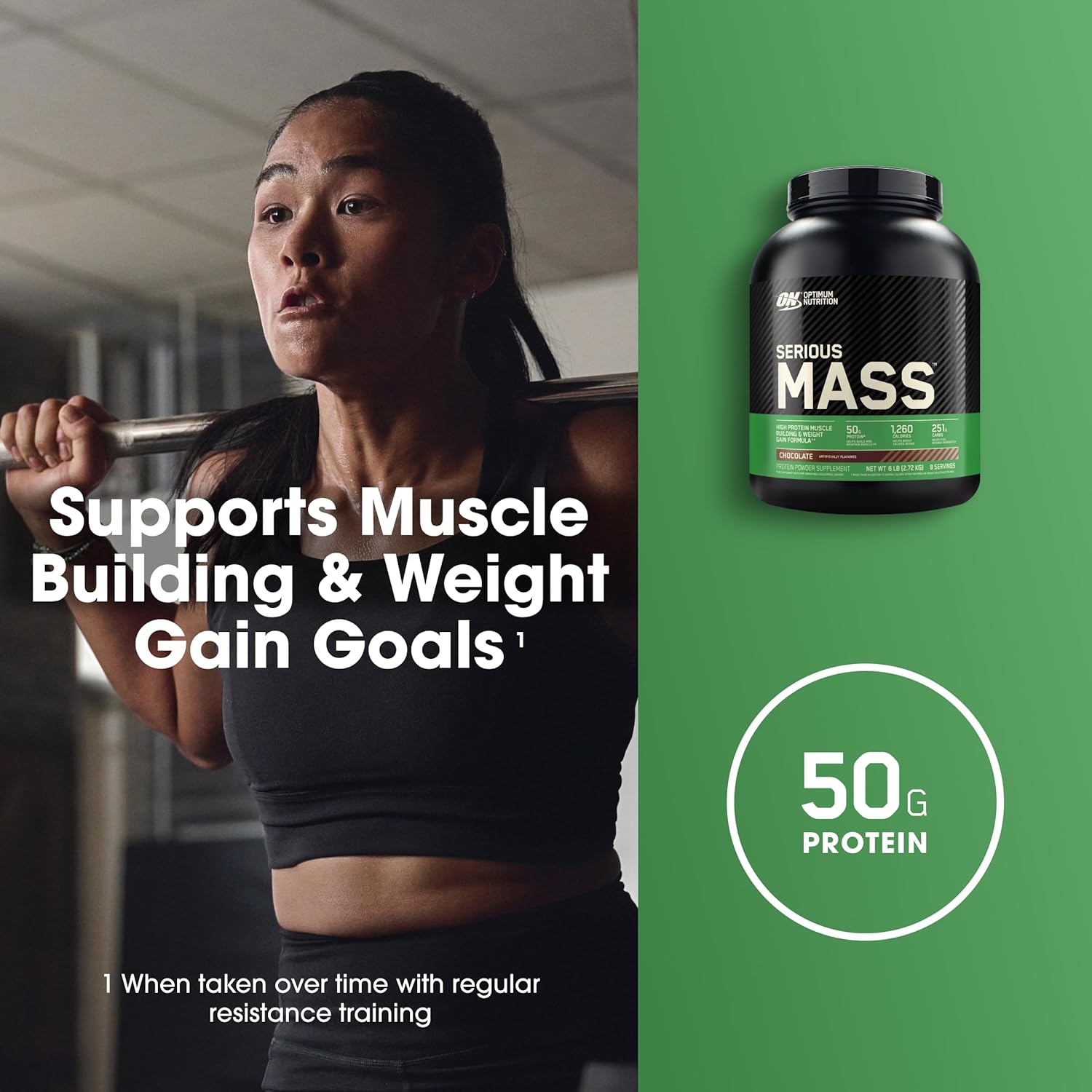 Optimum Nutrition Serious Mass, Weight Gainer Protein Powder, Mass Gainer, Vitamin C and Zinc for Immune Support, Creatine, Chocolate