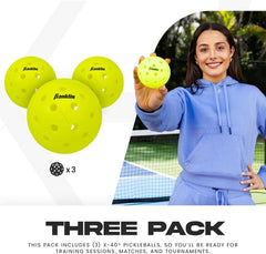 Franklin Sports X-40 Outdoor Pickleballs - Official Ball of USA Pickleball, APP Tour + Pickleball US Open - 3 Packs, 12 Packs, 36 Pickleball Buckets, 50, 100 + 400 Bulk Packs of Regulation Pickleballs