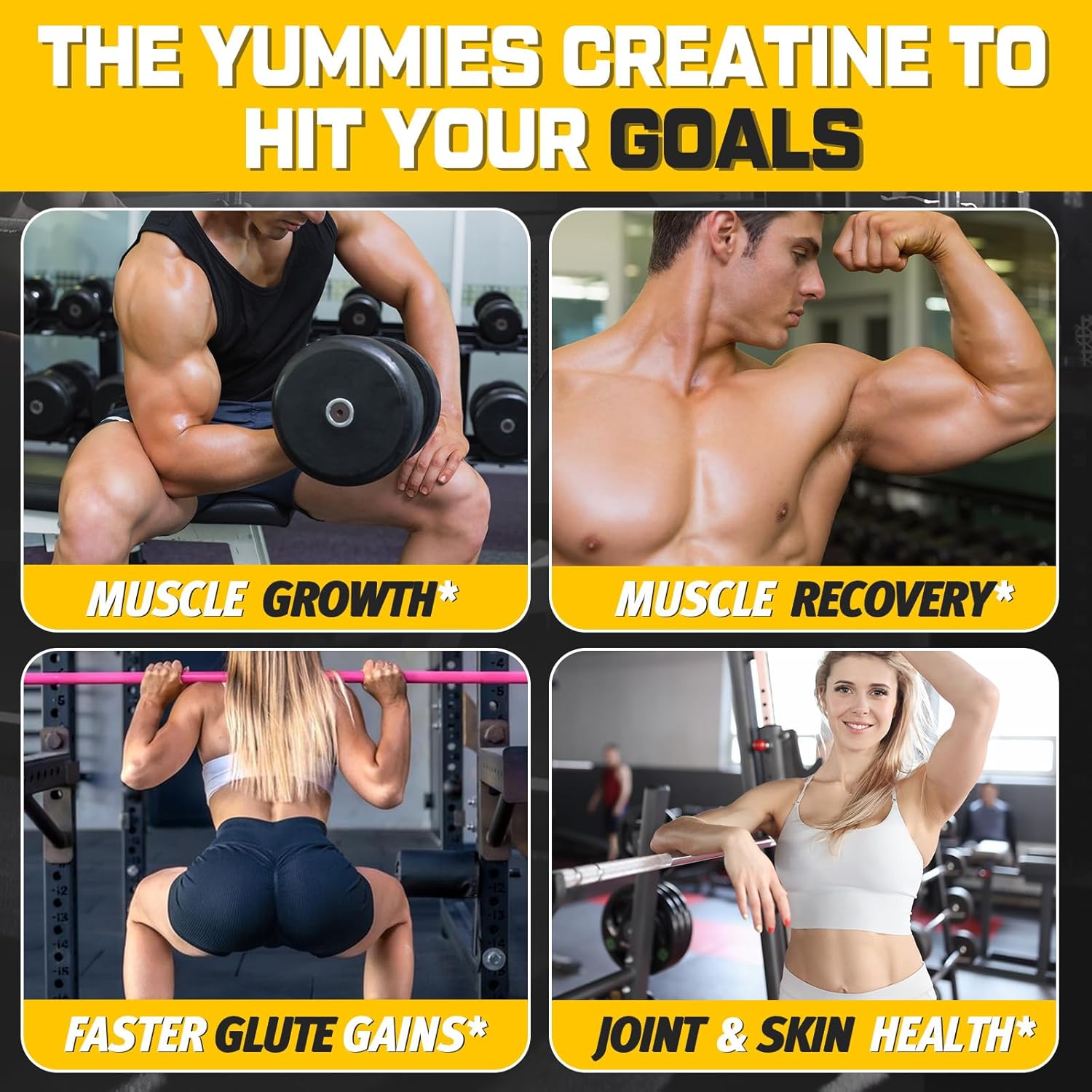 Sugar-Free Creatine Monohydrate Gummies – Vegan Pre-Workout Boost for Men & Women