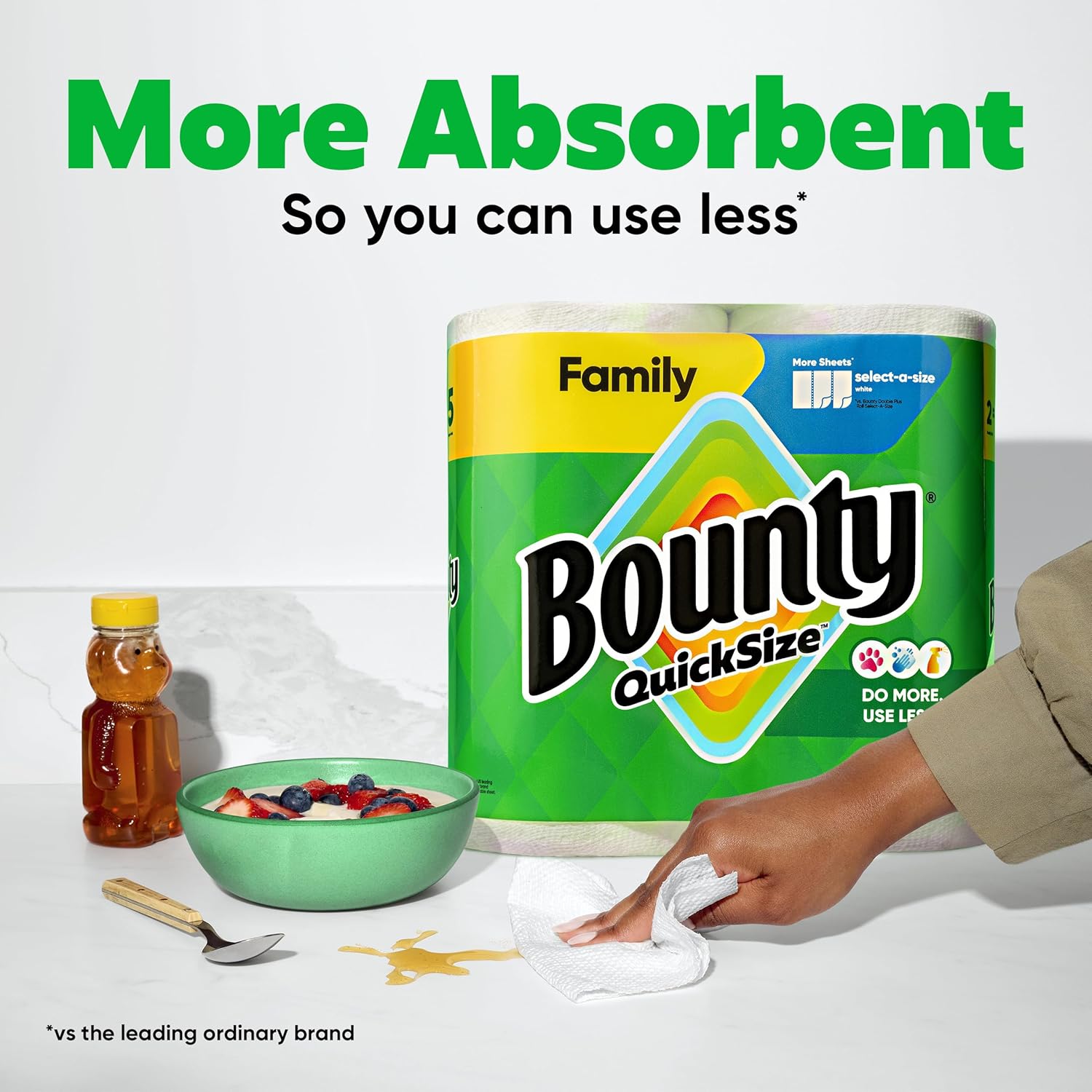 Bounty Quick Size Paper Towels – 8 Family Rolls (Equals 20 Regular Rolls)