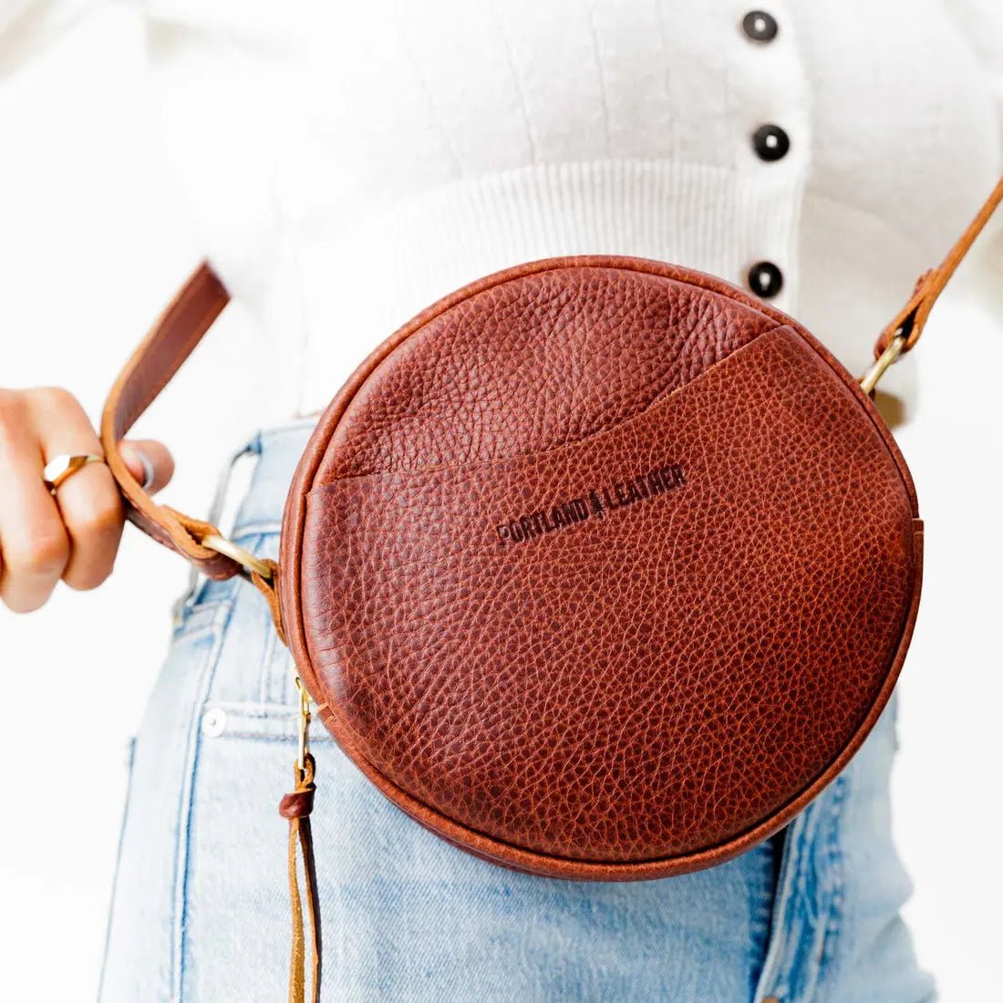 Leather Circle Crossbody.